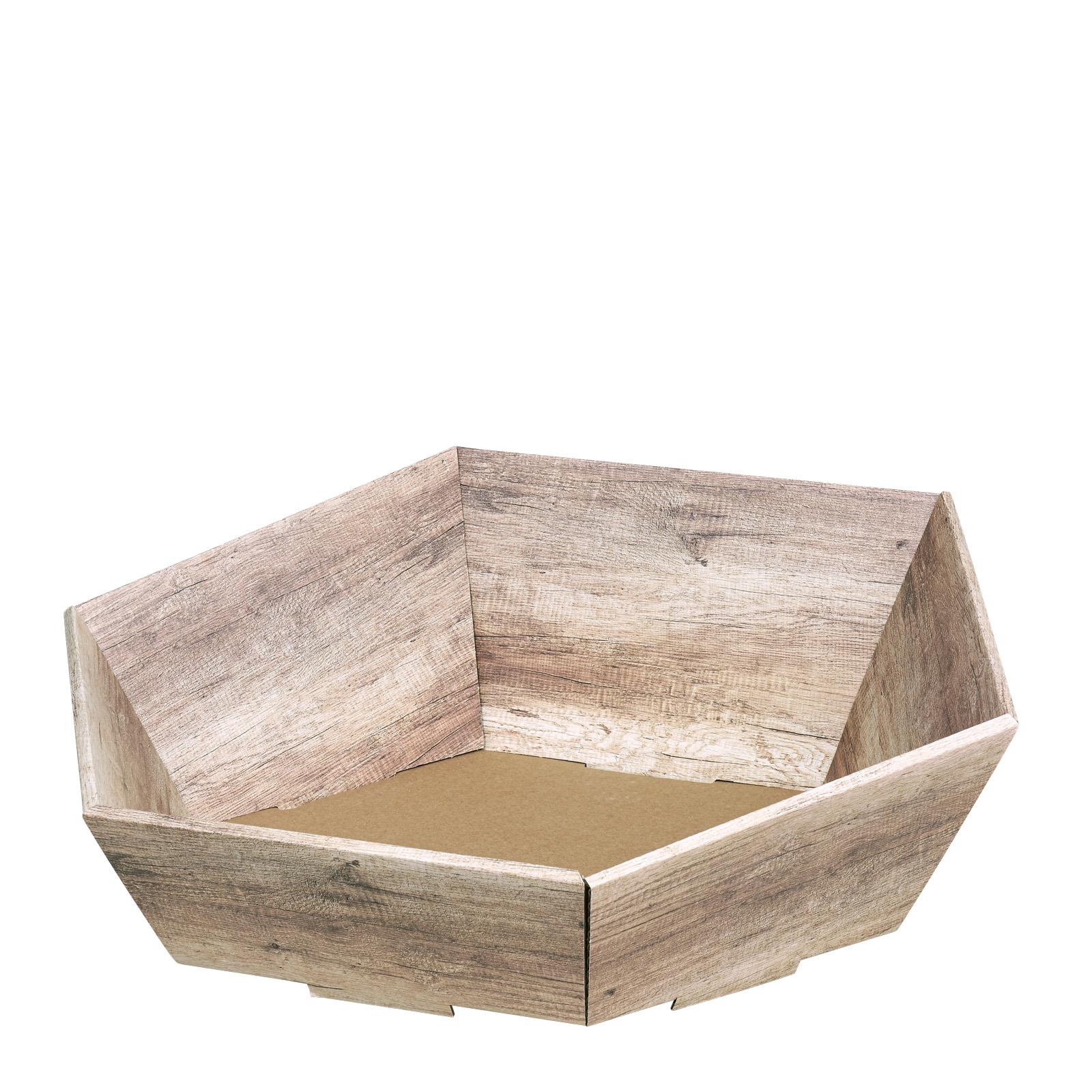 Präsentkorb Wood 6-eckig Mittel