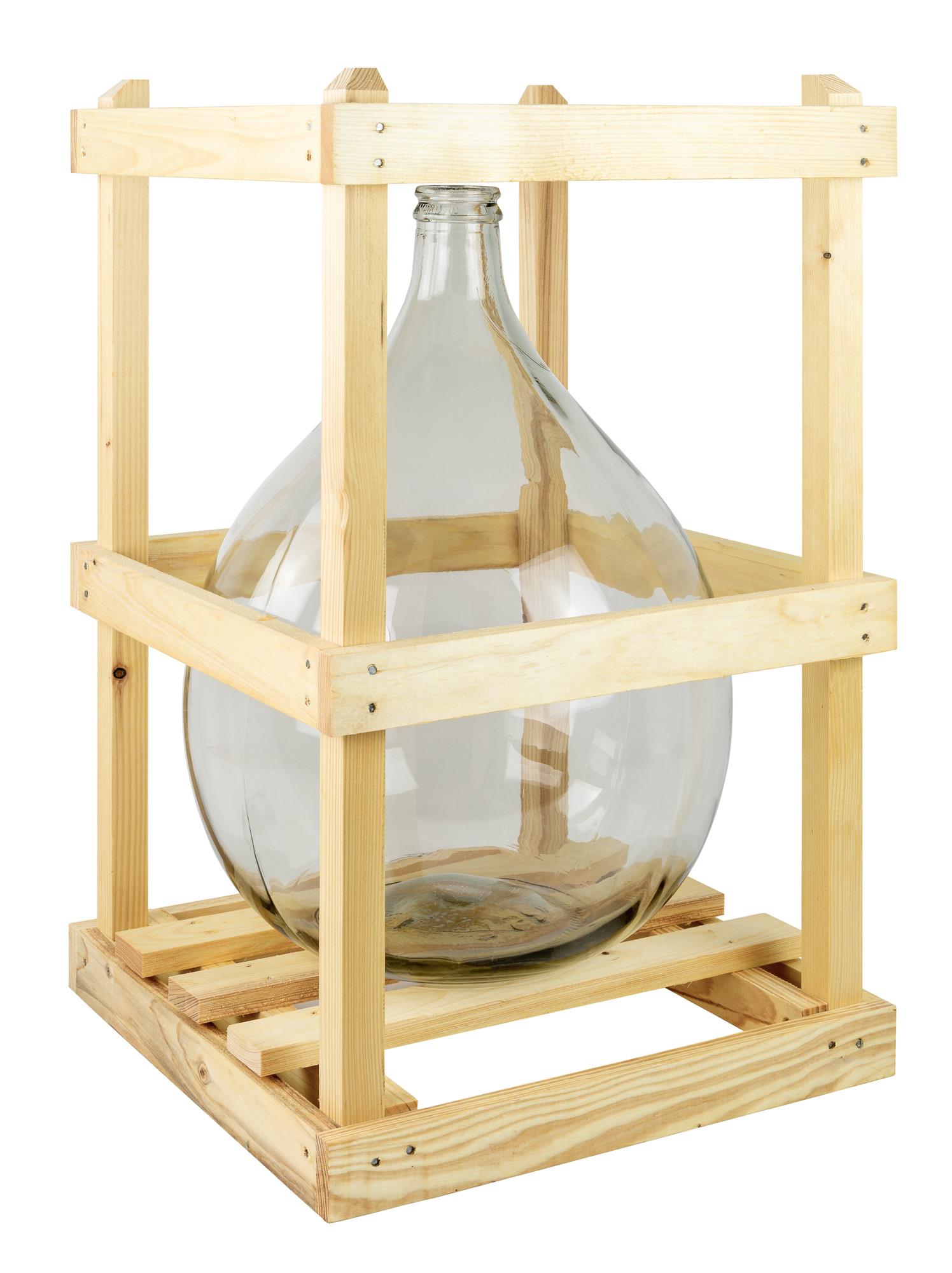 Glasballon 25l mit Holzgestell